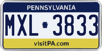 PA license plate MXL3833