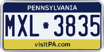 PA license plate MXL3835