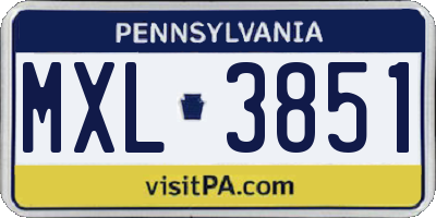 PA license plate MXL3851