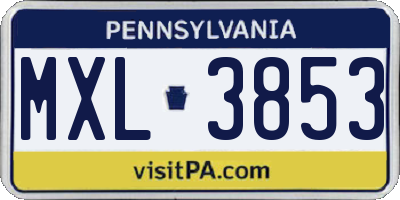 PA license plate MXL3853