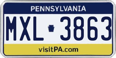PA license plate MXL3863