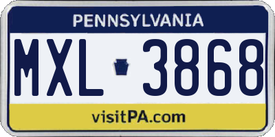 PA license plate MXL3868