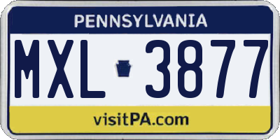 PA license plate MXL3877
