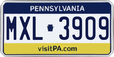 PA license plate MXL3909