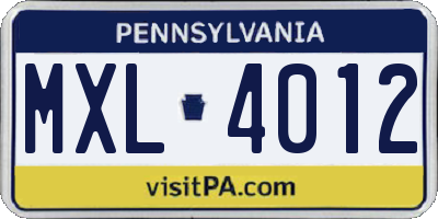 PA license plate MXL4012