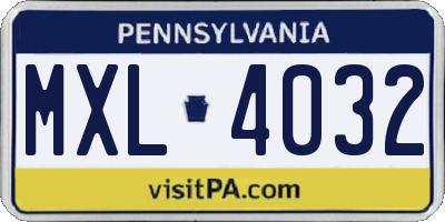 PA license plate MXL4032