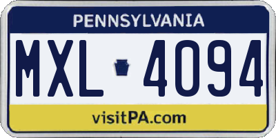 PA license plate MXL4094