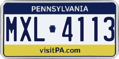 PA license plate MXL4113