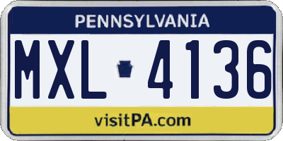 PA license plate MXL4136