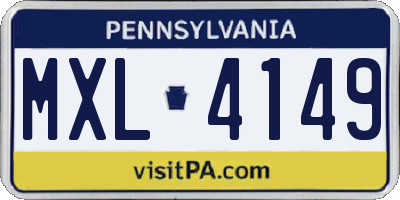 PA license plate MXL4149