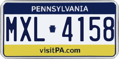 PA license plate MXL4158