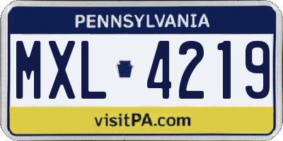 PA license plate MXL4219
