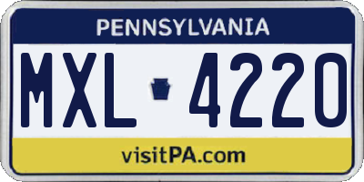 PA license plate MXL4220