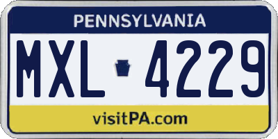 PA license plate MXL4229