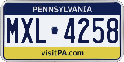 PA license plate MXL4258