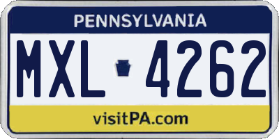 PA license plate MXL4262