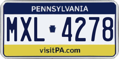 PA license plate MXL4278