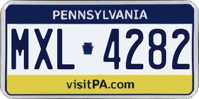 PA license plate MXL4282
