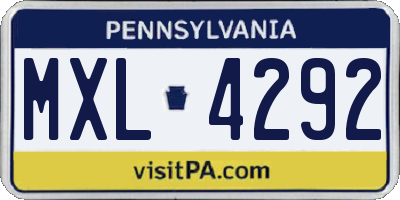 PA license plate MXL4292