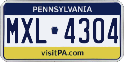 PA license plate MXL4304
