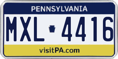 PA license plate MXL4416