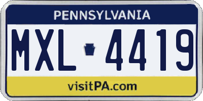 PA license plate MXL4419