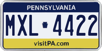 PA license plate MXL4422