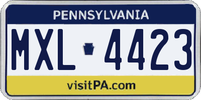 PA license plate MXL4423