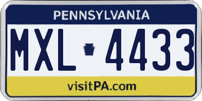 PA license plate MXL4433