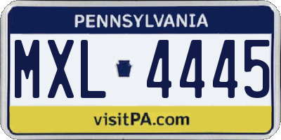 PA license plate MXL4445