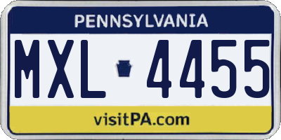 PA license plate MXL4455
