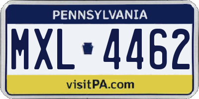 PA license plate MXL4462