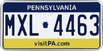 PA license plate MXL4463