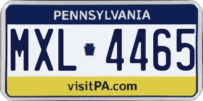 PA license plate MXL4465