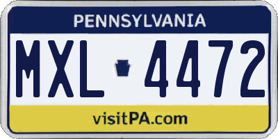 PA license plate MXL4472