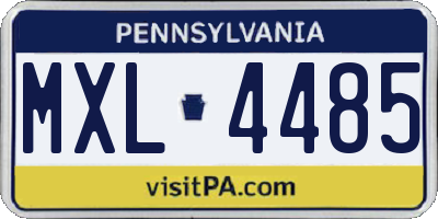 PA license plate MXL4485