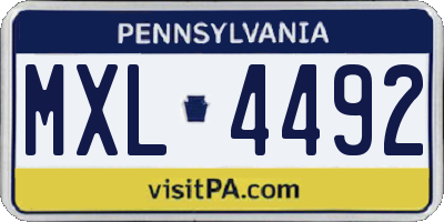 PA license plate MXL4492