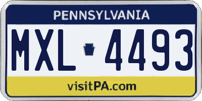 PA license plate MXL4493
