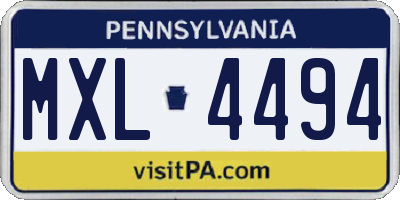 PA license plate MXL4494