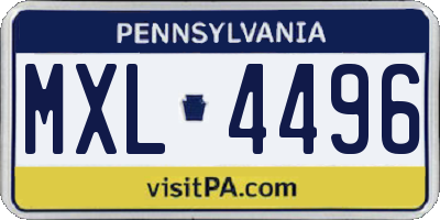 PA license plate MXL4496
