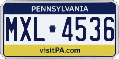 PA license plate MXL4536