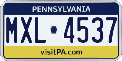 PA license plate MXL4537