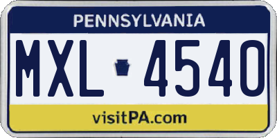 PA license plate MXL4540
