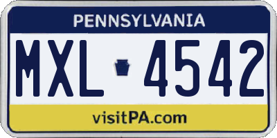 PA license plate MXL4542