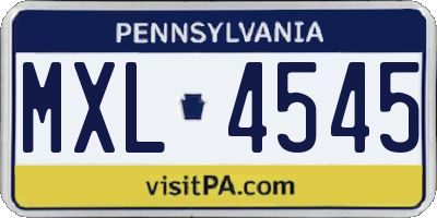 PA license plate MXL4545