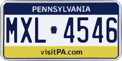 PA license plate MXL4546
