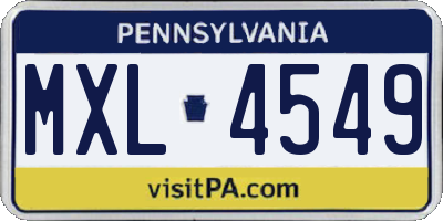 PA license plate MXL4549