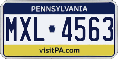 PA license plate MXL4563