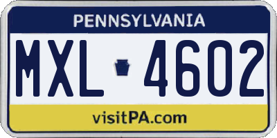 PA license plate MXL4602