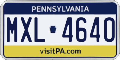 PA license plate MXL4640